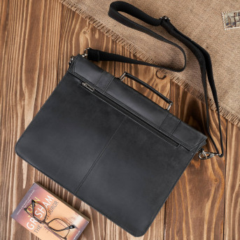 TORBA MĘSKA NA RAMIĘ SKÓRZANA AKTÓWKA VINTAGE CZARNA PAOLO PERUZZI T-99-HBL