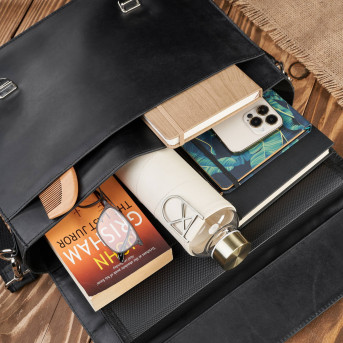 TORBA MĘSKA NA RAMIĘ SKÓRZANA AKTÓWKA VINTAGE CZARNA PAOLO PERUZZI T-99-HBL