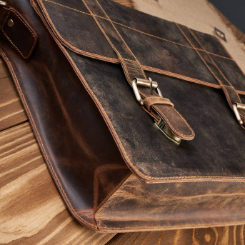 TORBA MĘSKA NA RAMIĘ SKÓRZANA AKTÓWKA VINTAGE BRĄZOWA PAOLO PERUZZI T-99-HBR