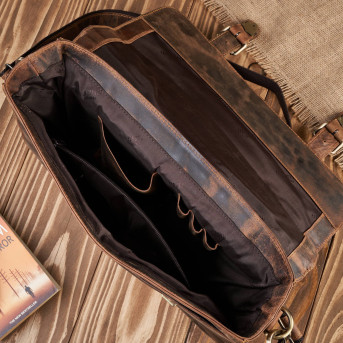 TORBA MĘSKA NA RAMIĘ SKÓRZANA AKTÓWKA VINTAGE BRĄZOWA PAOLO PERUZZI T-99-HBR