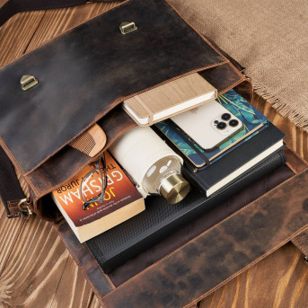 TORBA MĘSKA NA RAMIĘ SKÓRZANA AKTÓWKA VINTAGE BRĄZOWA PAOLO PERUZZI T-99-HBR