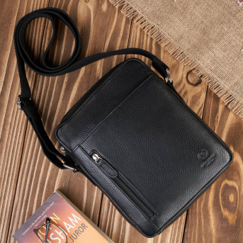 Saszetka męska skórzana na ramię czarna T-119-BL