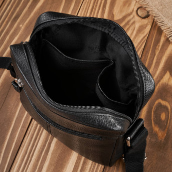 Saszetka męska skórzana na ramię czarna T-119-BL