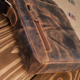 Saszetka męska skórzana na ramię brązowa vintage T-119-HBR