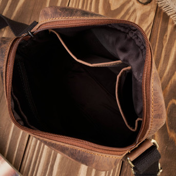 Saszetka męska skórzana na ramię brązowa vintage T-119-HBR