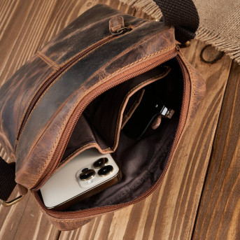 Saszetka męska skórzana na ramię brązowa vintage T-119-HBR