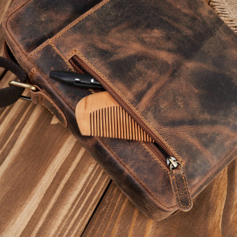 Saszetka męska skórzana na ramię brązowa vintage T-119-HBR