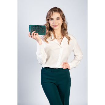 ZESTAW PREZENTOWY DLA KOBIET ZUP-95-GR SKÓRZANY PORTFEL T-05-GR I BRELOCZEK VINTAGE T-87-HGR