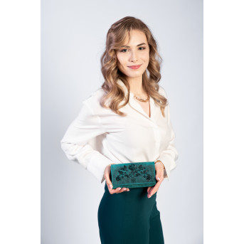 ZESTAW PREZENTOWY DLA KOBIET ZUP-95-GR SKÓRZANY PORTFEL T-05-GR I BRELOCZEK VINTAGE T-87-HGR