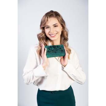 ZESTAW PREZENTOWY ZUP-96-GR SKÓRZANY PORTFEL DAMSKI T-05-GR I BRELOK T-85-HGR