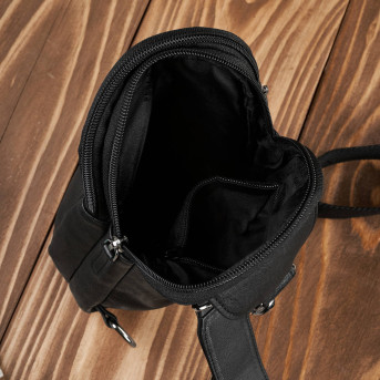 Plecak męski skórzany na jedno ramię na skos mały czarny T-118-BL