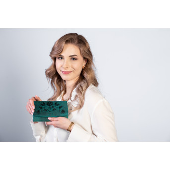 ZESTAW PREZENTOWY ZUP-99-GR PORTFEL DAMSKI SKÓRZANY T-01-GR I BRELOK VINTAGE T-85-GR