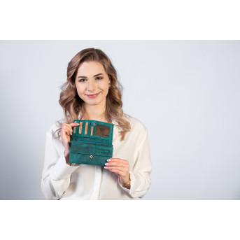 ZESTAW PREZENTOWY ZUP-99-GR PORTFEL DAMSKI SKÓRZANY T-01-GR I BRELOK VINTAGE T-85-GR