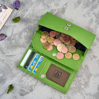 Portfel damski skórzany i brelok do kluczy zestaw zielony