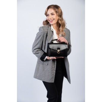 KLASYCZNA SKÓRZANA TOREBKA DAMSKA CZARNA PAOLO PERUZZI N07-BL