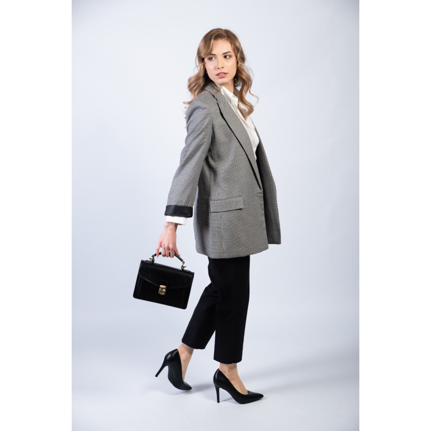 KLASYCZNA SKÓRZANA TOREBKA DAMSKA CZARNA PAOLO PERUZZI N07-BL