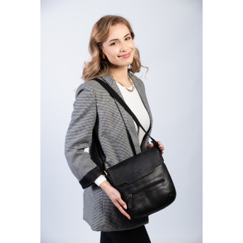 Torebka damska listonoszka na ramię vintage czarna Paolo Peruzzi T-61