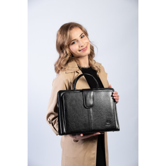 Pojemna skórzana torebka damska biznesowa na ramię i do ręki