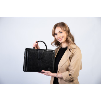 Pojemna skórzana torebka damska biznesowa na ramię i do ręki