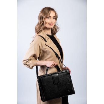 Pojemna skórzana torebka damska biznesowa na ramię i do ręki