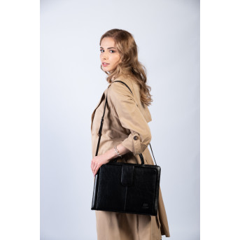 Pojemna skórzana torebka damska biznesowa na ramię i do ręki