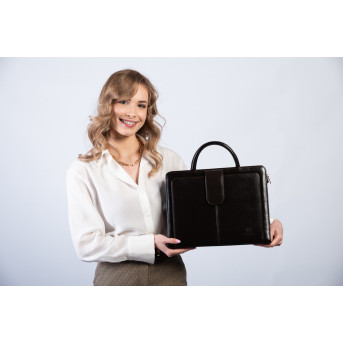 Pojemna skórzana torebka damska biznesowa na ramię i do ręki