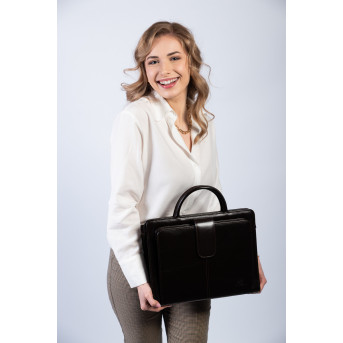 Pojemna skórzana torebka damska biznesowa na ramię i do ręki