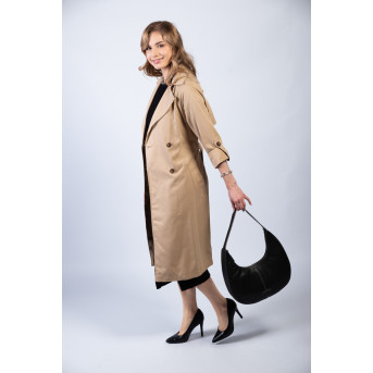 Torebka damska na ramię skórzana czarna półokrągła Paolo Peruzzi