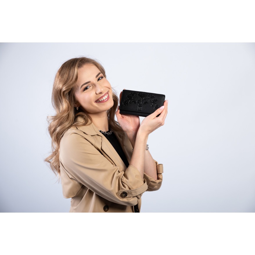 CZARNY SKÓRZANY PORTFEL DAMSKI PAOLO PERUZZI T-45-BL