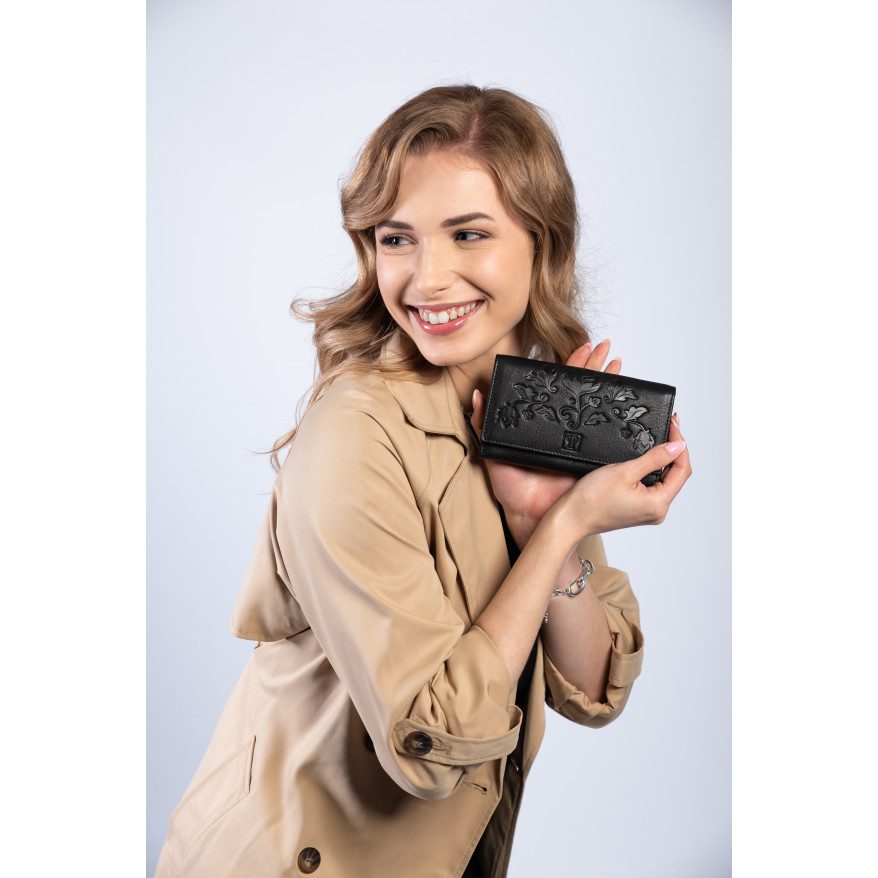 CZARNY SKÓRZANY PORTFEL DAMSKI PAOLO PERUZZI T-45-BL