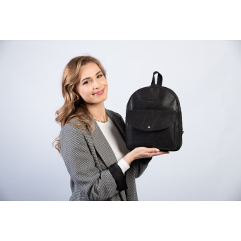 Plecaczek damski skórzany czarny vintage mały plecak miejski T-18-BL