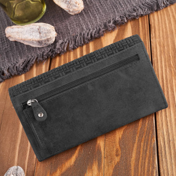 Portfel damski skórzany w stylu vintage duży czarny T-109-HBL