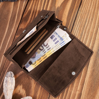 Portfel damski skórzany w stylu vintage duży brązowy T-109-HBR