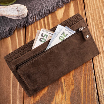 Portfel damski skórzany w stylu vintage duży brązowy T-109-HBR