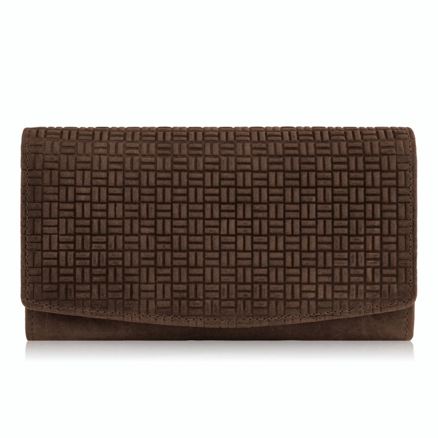 Portfel damski skórzany w stylu vintage duży brązowy T-109-HBR