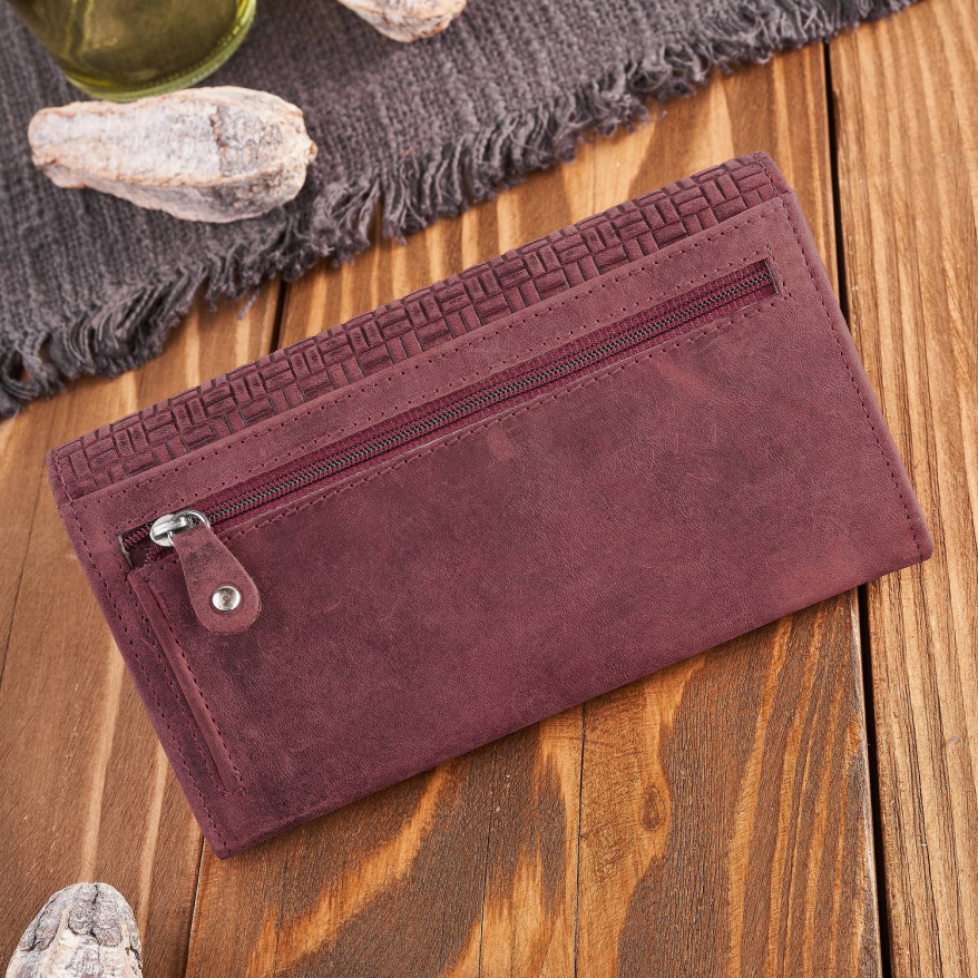 Portfel damski skórzany w stylu vintage duży różowy T-109-HCH