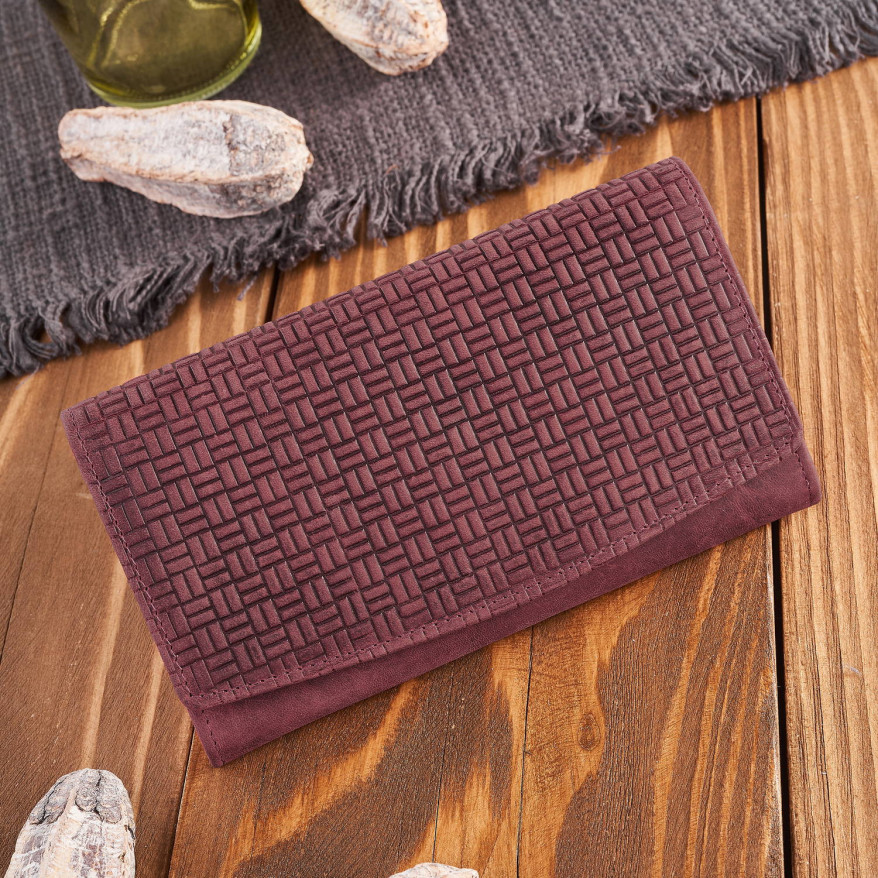 Portfel damski skórzany w stylu vintage duży różowy T-109-HCH