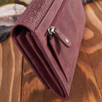 Portfel damski skórzany w stylu vintage duży różowy T-109-HCH