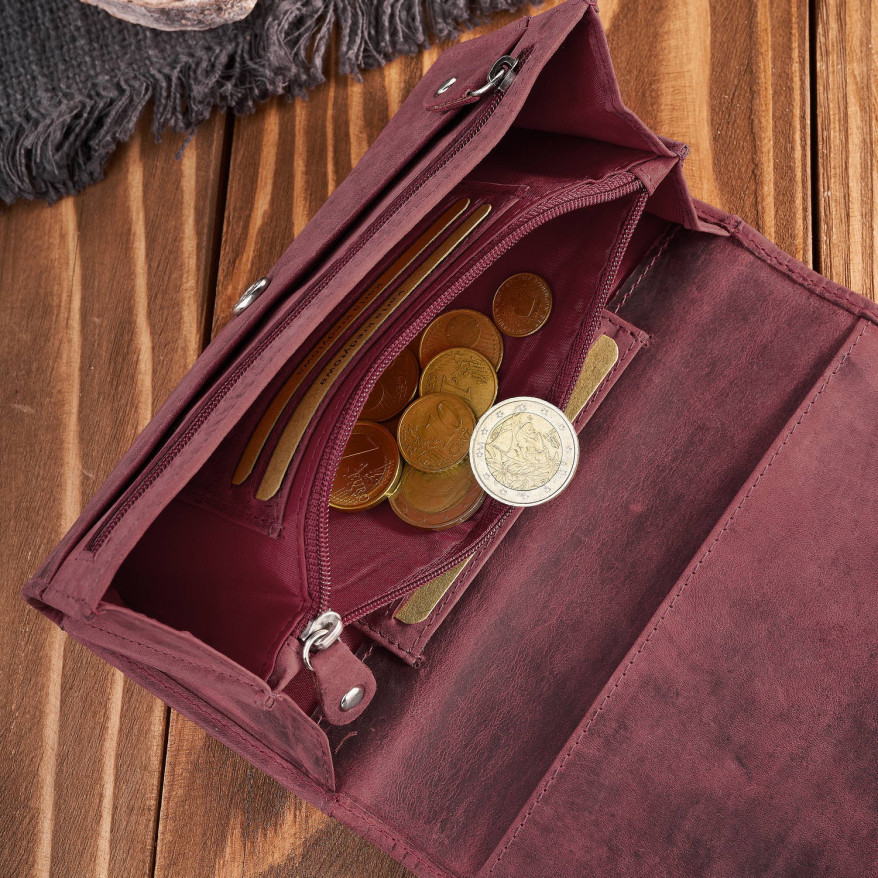 Portfel damski skórzany w stylu vintage duży różowy T-109-HCH