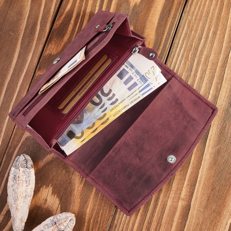 Portfel damski skórzany w stylu vintage duży różowy T-109-HCH