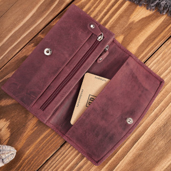 Portfel damski skórzany w stylu vintage duży różowy T-109-HCH