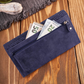 Portfel damski skórzany w stylu vintage duży granatowy T-109-HDB