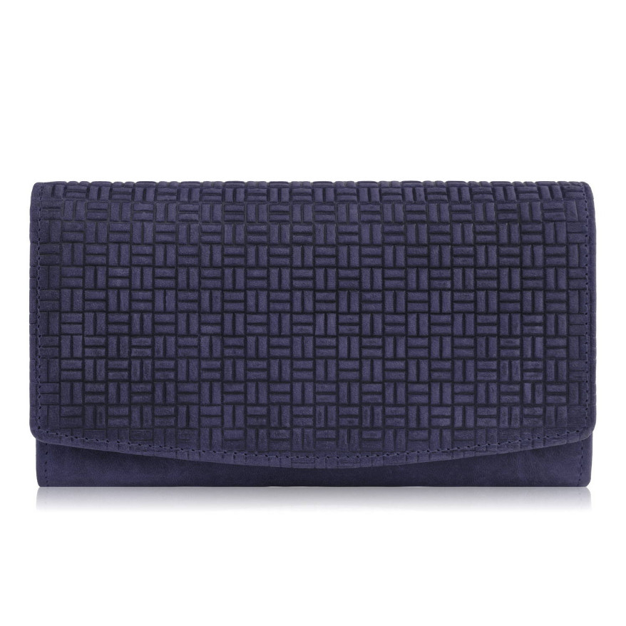 Portfel damski skórzany w stylu vintage duży granatowy T-109-HDB