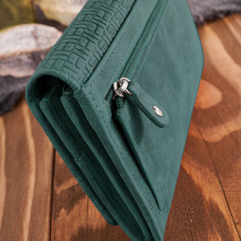 Portfel damski skórzany w stylu vintage duży zielony T-109-HGR