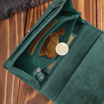 Portfel damski skórzany w stylu vintage duży zielony T-109-HGR