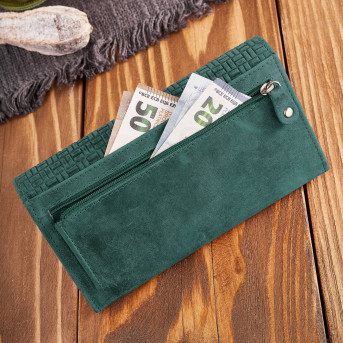 Portfel damski skórzany w stylu vintage duży zielony T-109-HGR