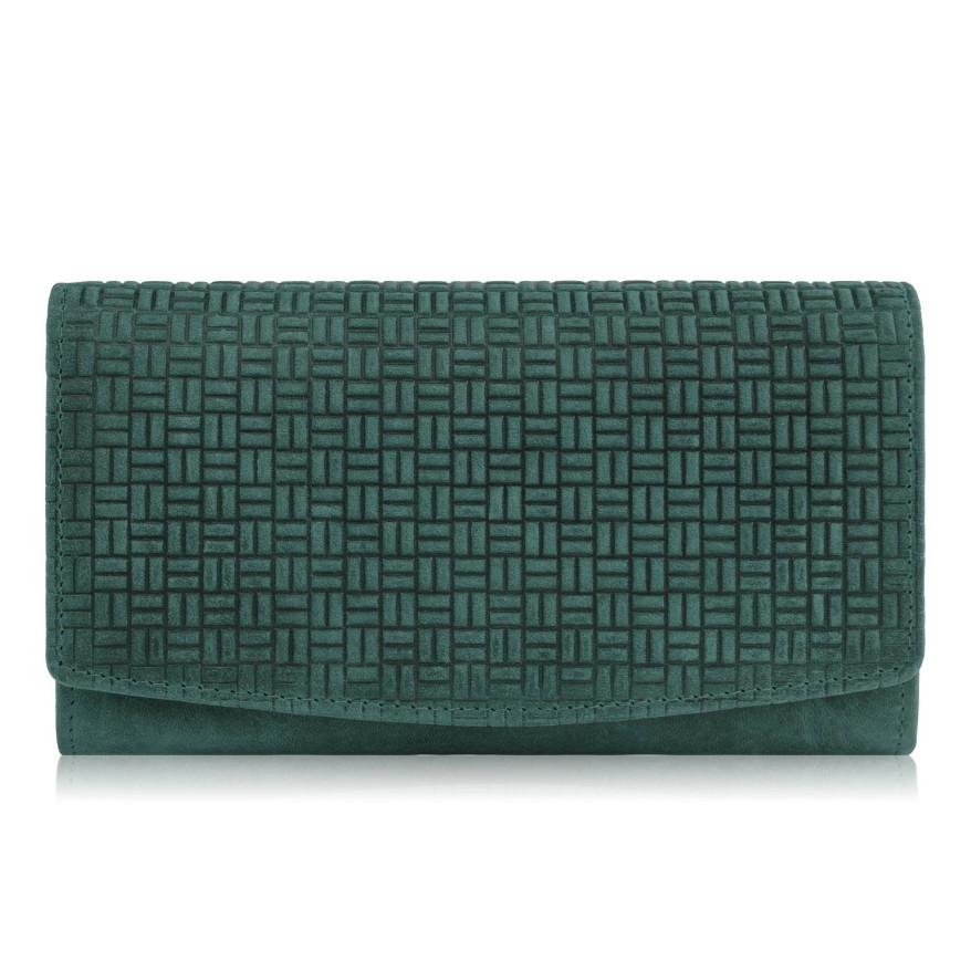 Portfel damski skórzany w stylu vintage duży zielony T-109-HGR