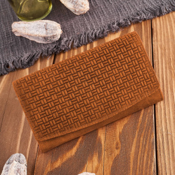 Portfel damski skórzany w stylu vintage duży pomarańczowy T-109-HOR