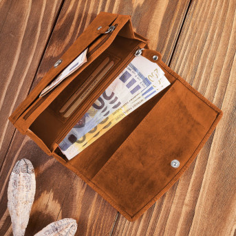 Portfel damski skórzany w stylu vintage duży pomarańczowy T-109-HOR