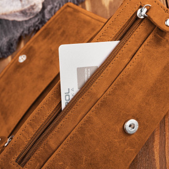 Portfel damski skórzany w stylu vintage duży pomarańczowy T-109-HOR